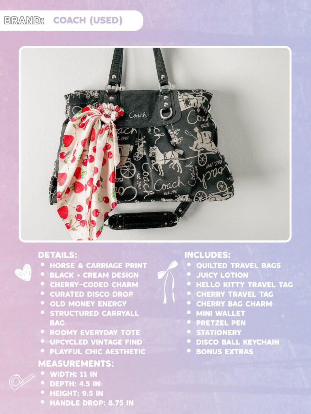 Vintage Coach Ashley Horse & Carriage Cherry-Coded Bundle